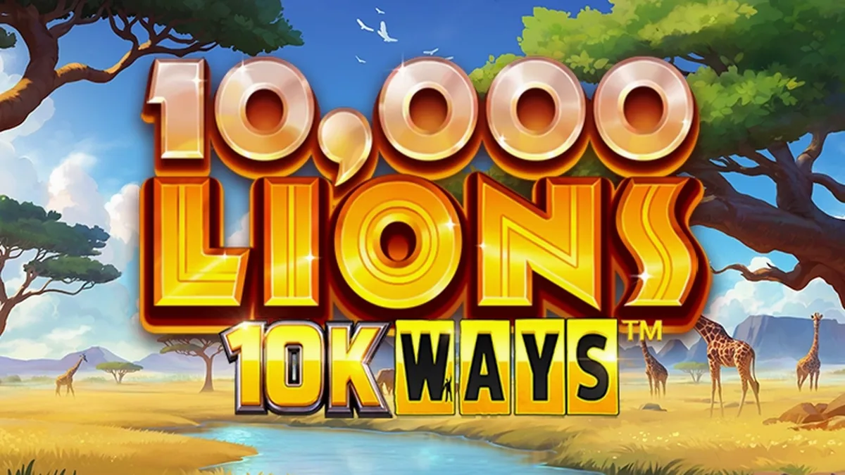 Slot 10,000 Lions 10K Ways com tema de savana e leões