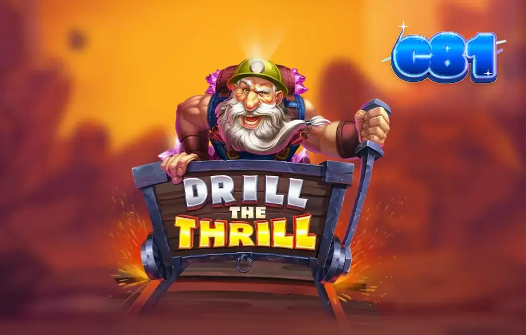 Interface do jogo Drill the Thrill com elementos de mineração e brocas industriais